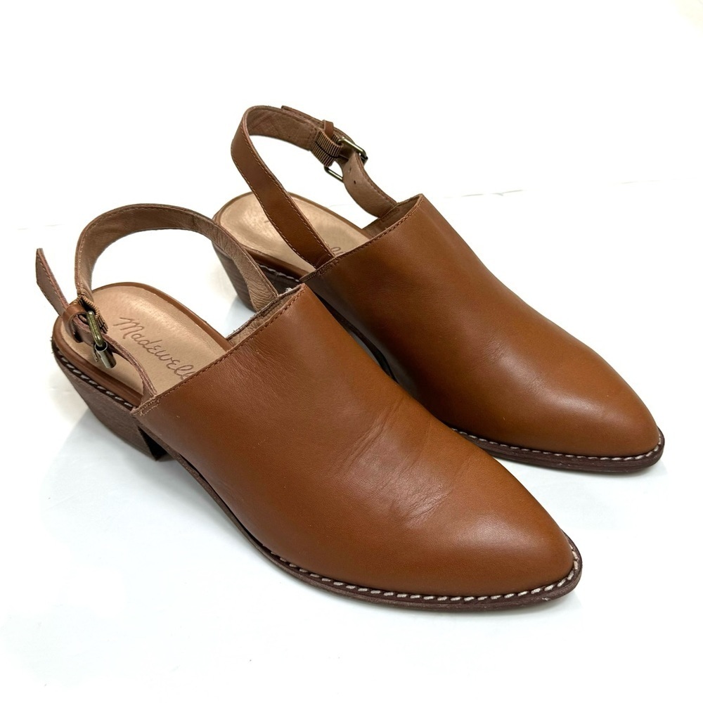 Madewell The Jess Slingback Block Heel Mule in Camel Tan Size 8.5 - Picture 2 of 11